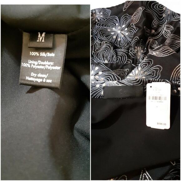 NEW‎ $595 CO Blouse Top 100% Silk Embroidered Top Floral Ruffle Size Medium - Picture 8 of 10